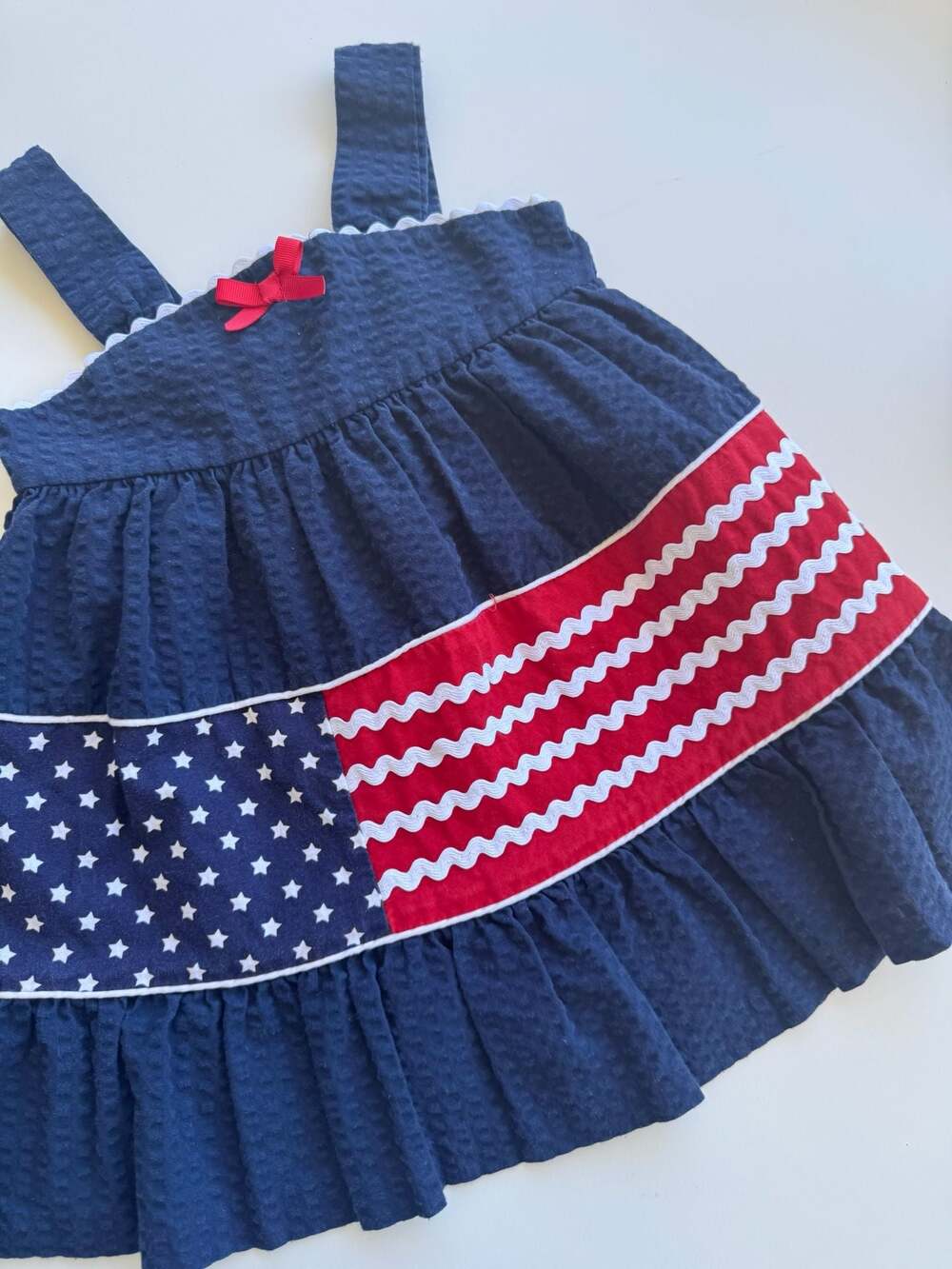 Rare Too! Patriotic Americana Seersucker Flag Sundress 18m up to 3/4